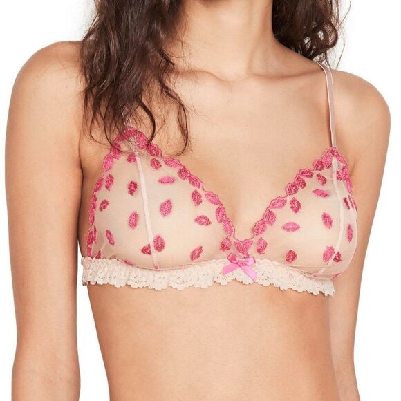 💋 NWT Hanky Panky Sheer Tulle Mesh Lips Kisses Mmmwah Bralette SIZE XS - Picture 16 of 16